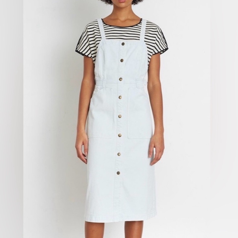 APIECE APART DENIM COTTON APRON OVERALL DRESS, SIZE 6.